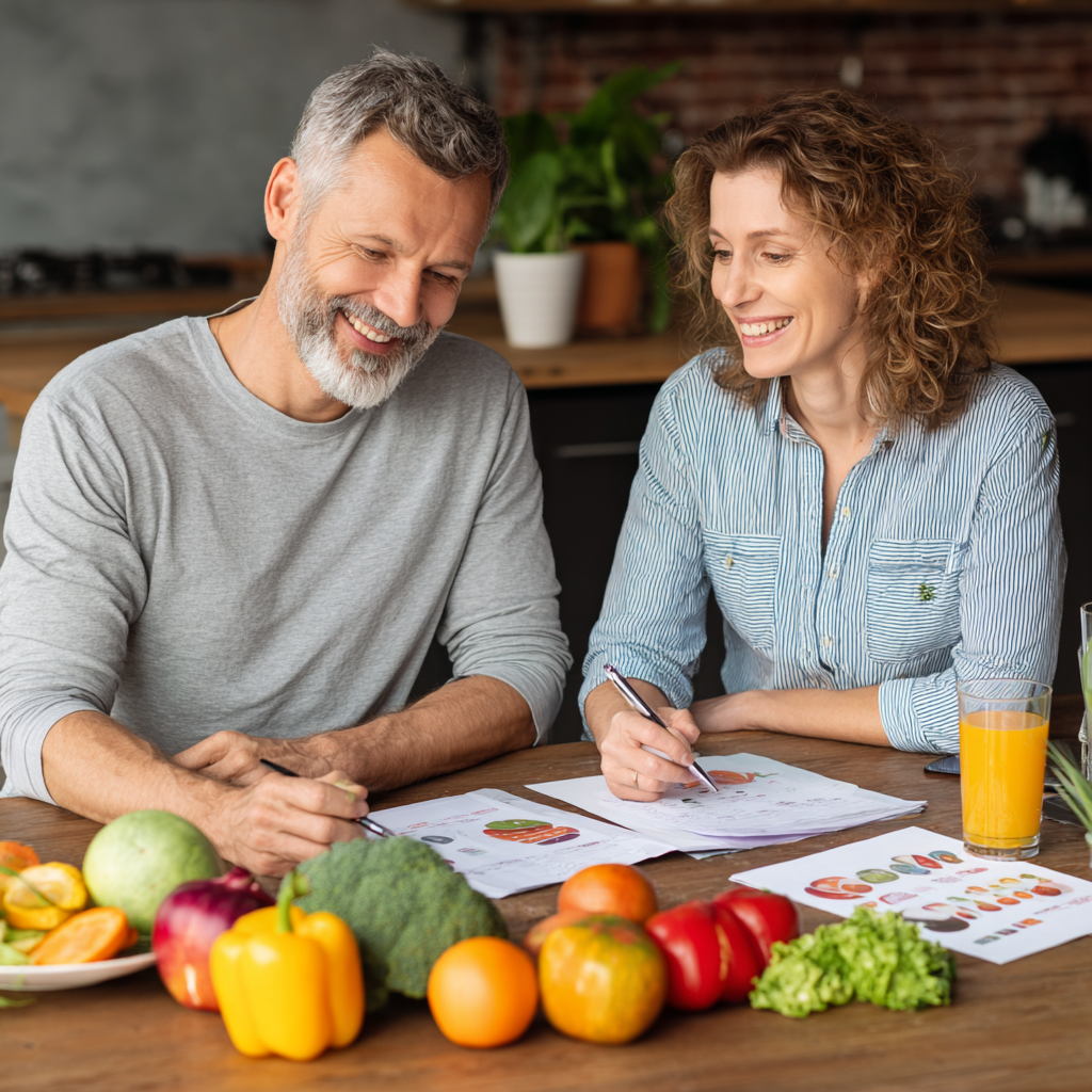 Happy Romanian family preparing healthy meal together in modern kitchen